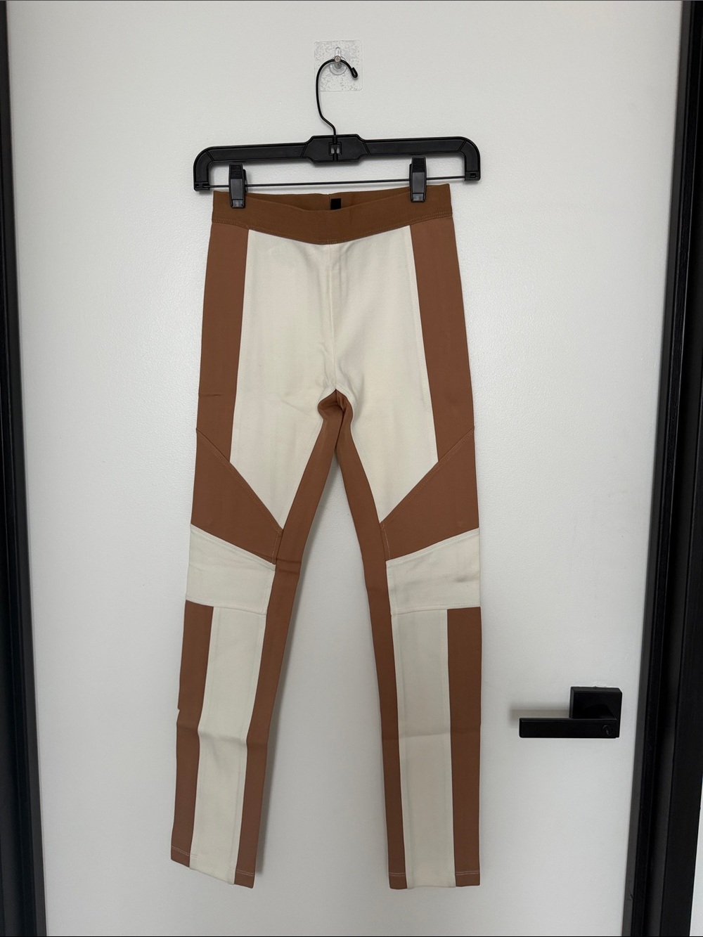 BCBGMaxAzria Two-Tone Brown and Cream Panel Chinos